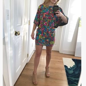 TRINA TURK multicolored patterned dolman dress